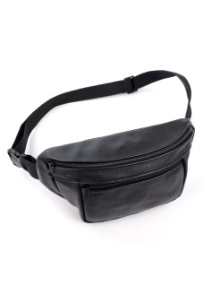 Сумка на пояс бананка кожаная 27x13x5 SN-1023-1 Чёрная
