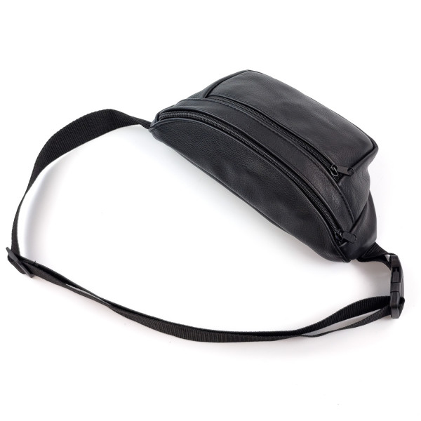 Сумка на пояс бананка кожаная 27x13x5 SN-1023-1 Чёрная