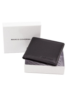 Компактный кожаный кошелек на магните 11,5х9,5 Marco Coverna 1287 (16801) чёрный