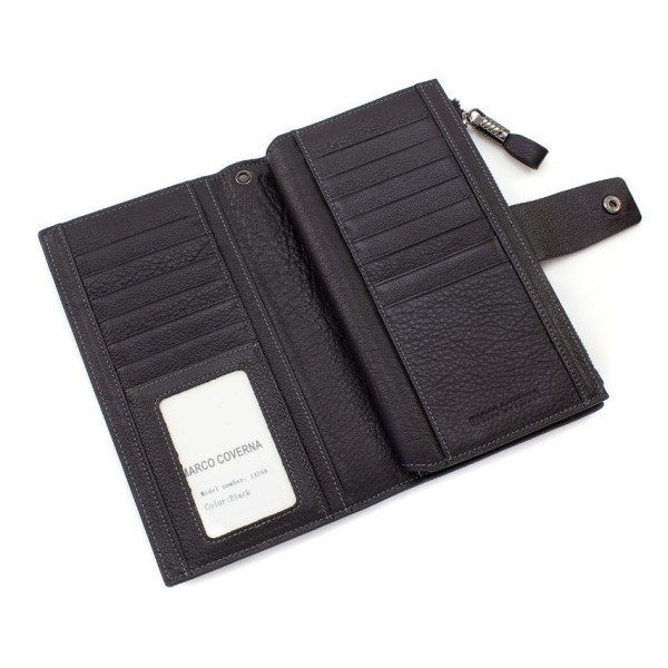 Кожаный дорожный кошелек для путешествий 19,5х10,5 Marco Coverna 1426 (1426 black) чёрный