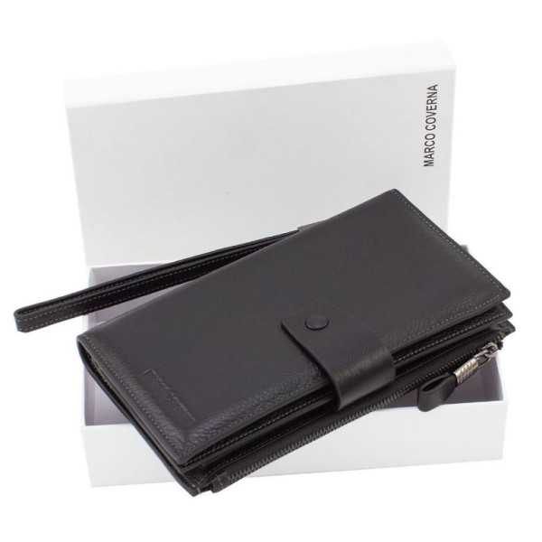 Кожаный дорожный кошелек для путешествий 19,5х10,5 Marco Coverna 1426 (1426 black) чёрный