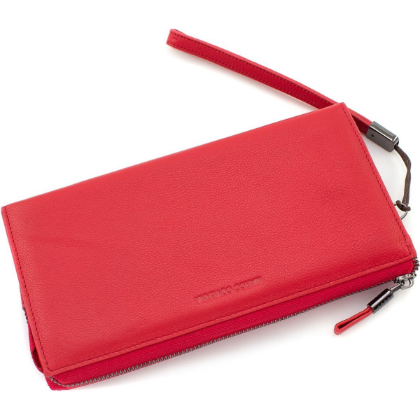 Червоний шкіряний клатч на блискавці 23х11,5 Marco Coverna 1425(1425 red) червоний