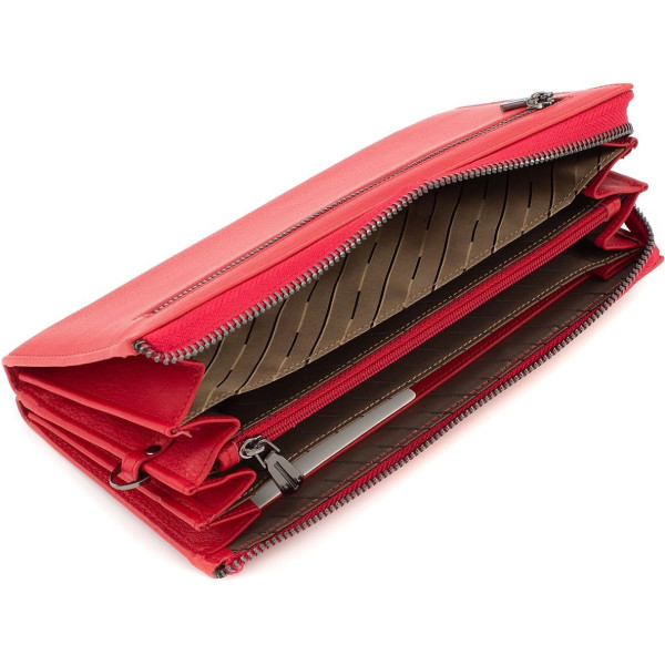 Червоний шкіряний клатч на блискавці 23х11,5 Marco Coverna 1425(1425 red) червоний
