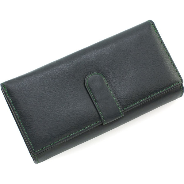 Женский кошелек из натуральной кожи на два отделения 18,5х9 Marco Coverna MA246-Green(17041) зелёный