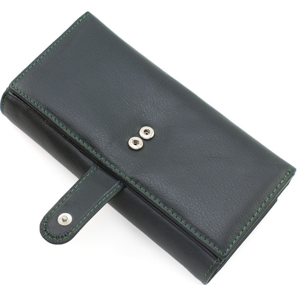 Женский кошелек из натуральной кожи на два отделения 18,5х9 Marco Coverna MA246-Green(17041) зелёный