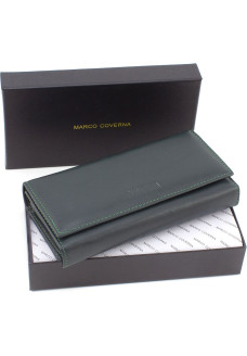 Женский кошелек из натуральной кожи на два отделения 18,5х9 Marco Coverna MA246-Green(17041) зелёный
