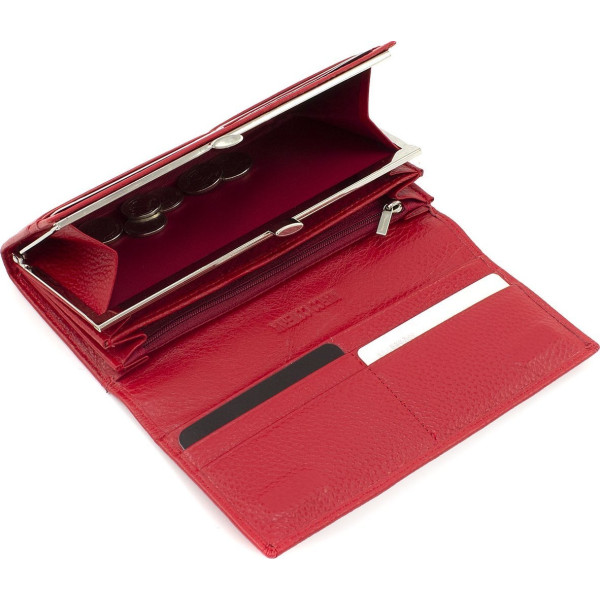 Жіночий гаманець із натуральної шкіри з фіксацією на клапан із магнітами 18,5х9 Marco Coverna MA150-1-Red(17977) червоний