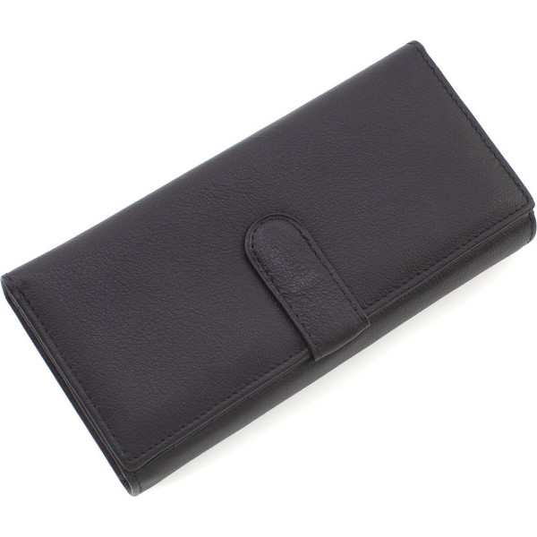 Женскийкошелек из натуральной кожи на два отделения 18,5х9 Marco Coverna MA246-Black(17174) чёрный
