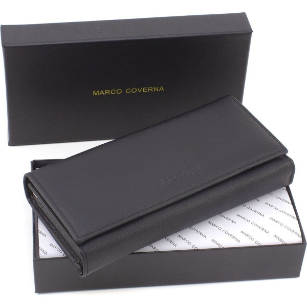 Женскийкошелек из натуральной кожи на два отделения 18,5х9 Marco Coverna MA246-Black(17174) чёрный