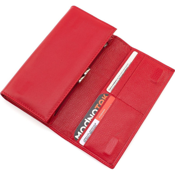 Женский кошелек из натуральной кожи на два отделения 18,5х9 Marco Coverna MA246-Red(17180) красный