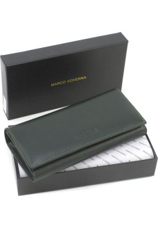 Женский кошелек на магнитах кожаный под много купюр 18,5х9 Marco Coverna MA501-1-Green(17991) зелёный