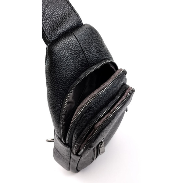 Сумка из кожи кросс - боди слинг 17х29 Jz VS-9906(3907) черный