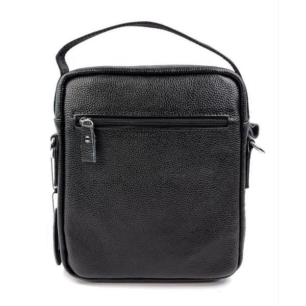 Сумка-мессенджер кожаная мужская с ручкой для носки в руке JZ NS8205-1 21x25x7-8 Черная