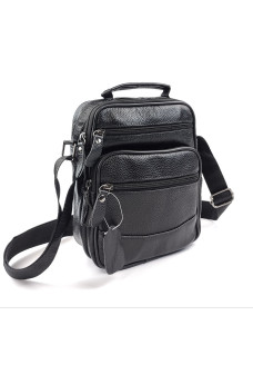 Сумка мужская кожаная с ручкой для ношения в руке  JZ KO-019-1 18x22x7-9 Черная