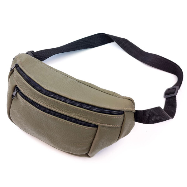 Описание Сумки на пояс бананка кожаная 27x13x5 SN-1023-03 Хаки