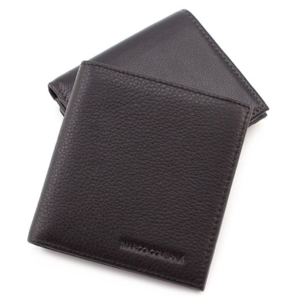 Кожаный мужской кошелек под купюры и карточки 10х10,5 Marco Coverna 168-19L (17878) чёрный