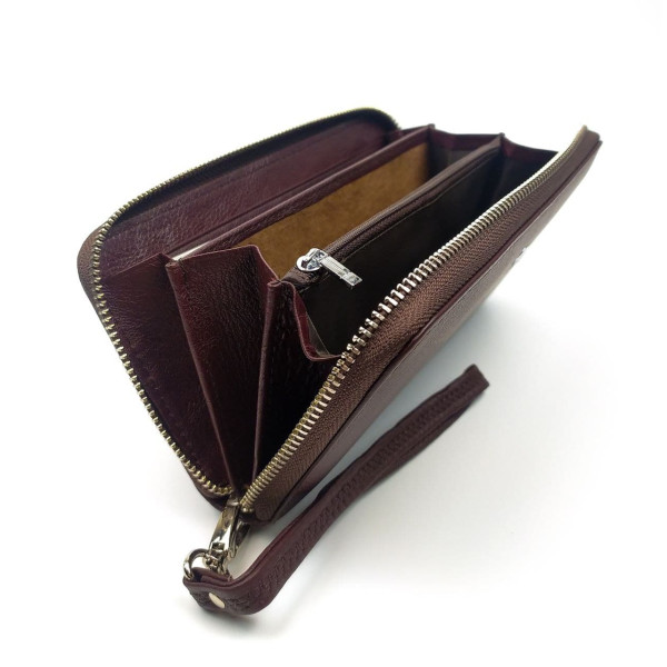 Красивый классический  кошелек - клатч из кожи для женщин  Salfeite F-38-1-BROWN коричневый