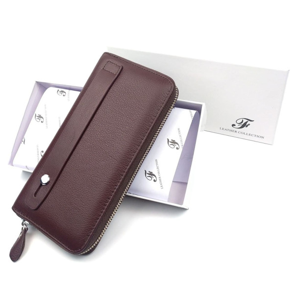 Красивый классический  кошелек - клатч из кожи для женщин  Salfeite F-38-1-BROWN коричневый