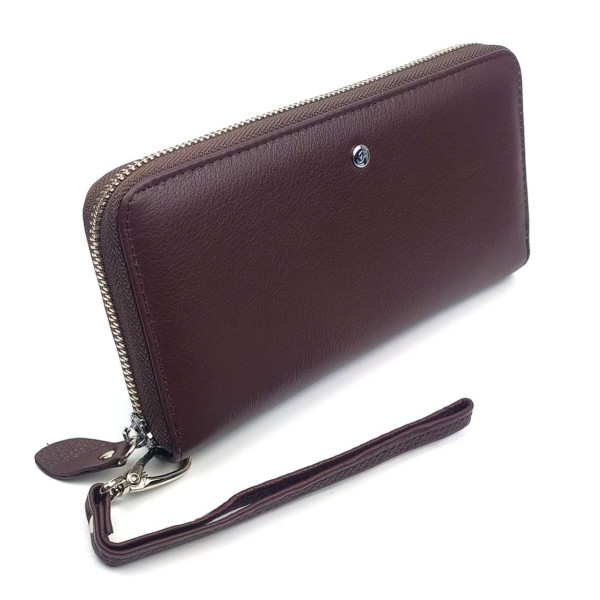 Красивый классический  кошелек - клатч из кожи для женщин  Salfeite F-38-1-BROWN коричневый