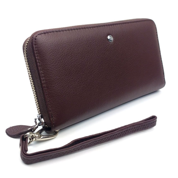 Красивый классический  кошелек - клатч из кожи для женщин  Salfeite F-38-1-BROWN коричневый