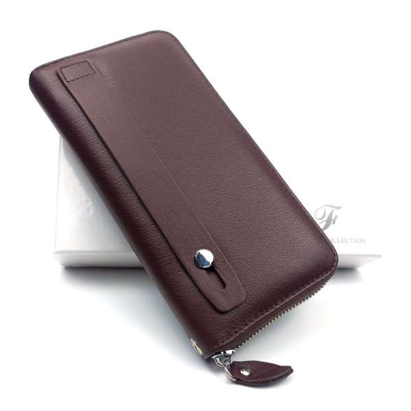 Красивый классический  кошелек - клатч из кожи для женщин  Salfeite F-38-1-BROWN коричневый