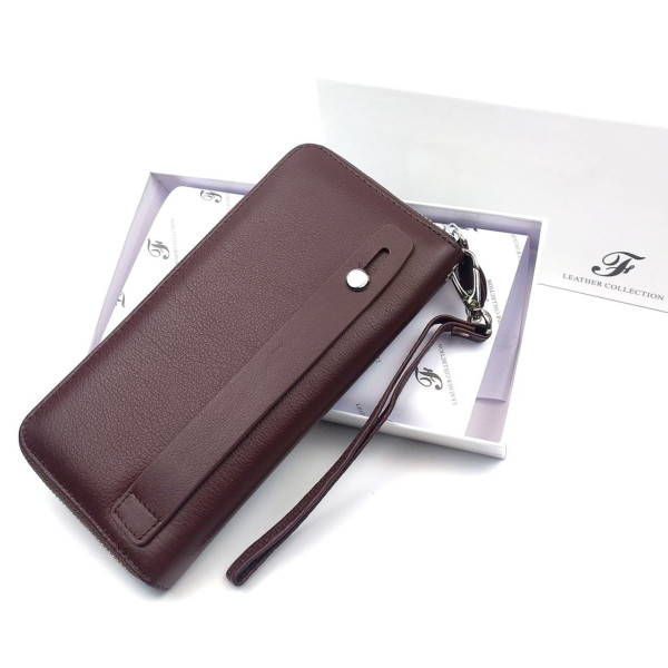 Красивый классический  кошелек - клатч из кожи для женщин  Salfeite F-38-1-BROWN коричневый