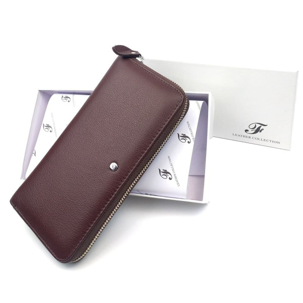 Красивый классический  кошелек - клатч из кожи для женщин  Salfeite F-38-1-BROWN коричневый