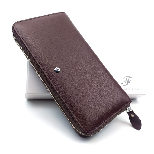 Красивый классический  кошелек - клатч из кожи для женщин  Salfeite F-38-1-BROWN коричневый