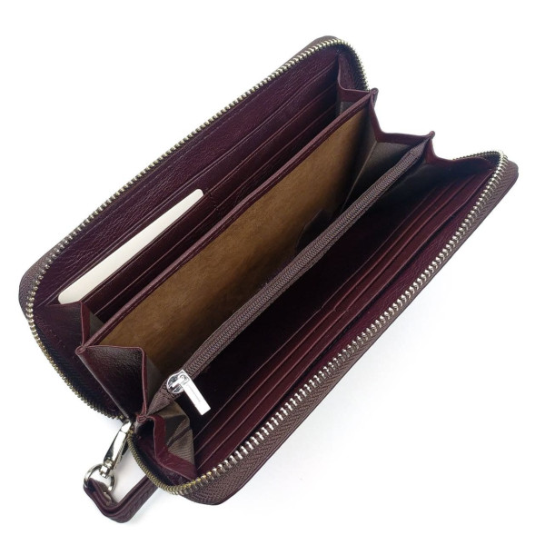 Красивый классический  кошелек - клатч из кожи для женщин  Salfeite F-38-1-BROWN коричневый