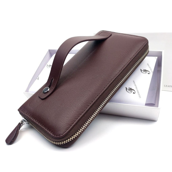 Красивый классический  кошелек - клатч из кожи для женщин  Salfeite F-38-1-BROWN коричневый