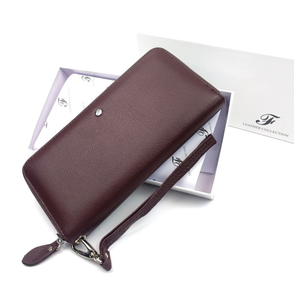 Красивый классический  кошелек - клатч из кожи для женщин  Salfeite F-38-1-BROWN коричневый