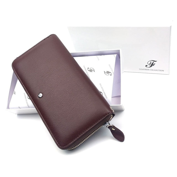 Красивый классический  кошелек - клатч из кожи для женщин  Salfeite F-38-1-BROWN коричневый