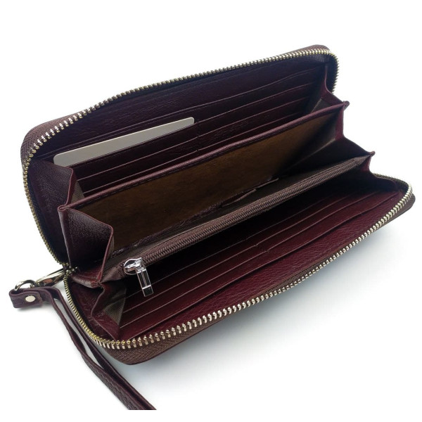 Красивый классический  кошелек - клатч из кожи для женщин  Salfeite F-38-1-BROWN коричневый
