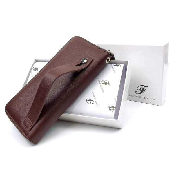 Классический кожаный кошелек - клатч для девушек Salfeite F-38-3-BROWN коричневый
