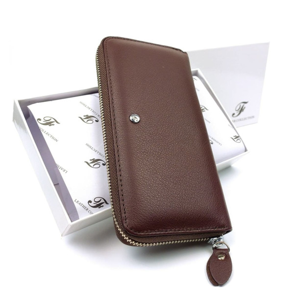 Классический кожаный кошелек - клатч для девушек Salfeite F-38-3-BROWN коричневый