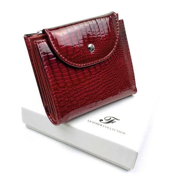 Лаковый стильный кошелек из кожи для женщин Salfeite F-AE44-DRED бордовый