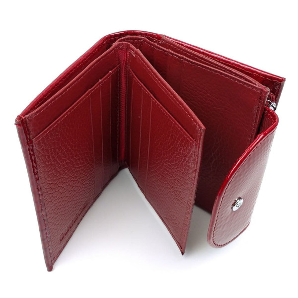 Женский  маленький лаковый кошелек из кожи Salfeite F-AE44-RED красный