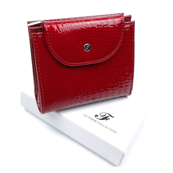 Женский  маленький лаковый кошелек из кожи Salfeite F-AE44-RED красный