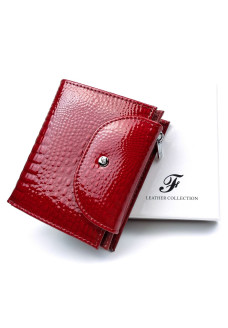 Женский маленький лаковый кошелек из кожи Salfeite F-AE44-RED красный