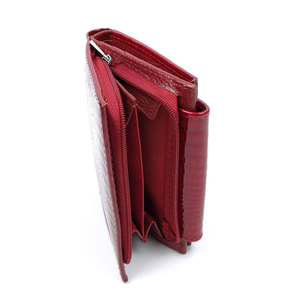 Женский  маленький лаковый кошелек из кожи Salfeite F-AE44-RED красный