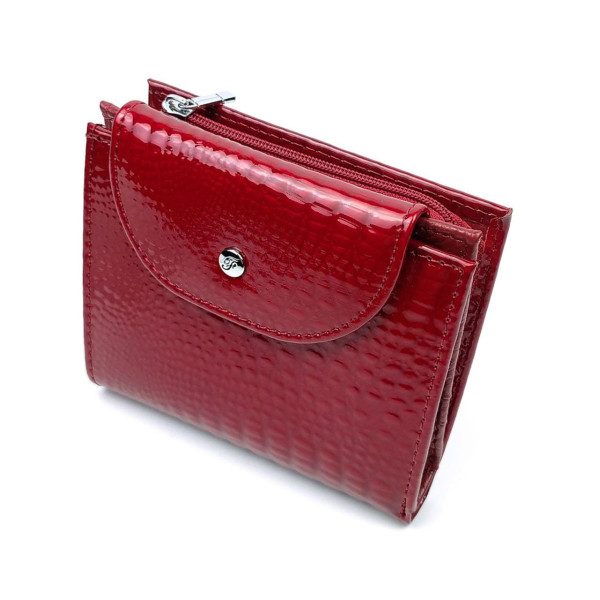 Женский  маленький лаковый кошелек из кожи Salfeite F-AE44-RED красный