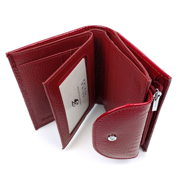 Женский  маленький лаковый кошелек из кожи Salfeite F-AE44-RED красный