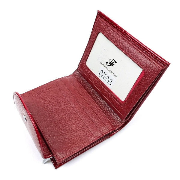 Женский  маленький лаковый кошелек из кожи Salfeite F-AE44-RED красный