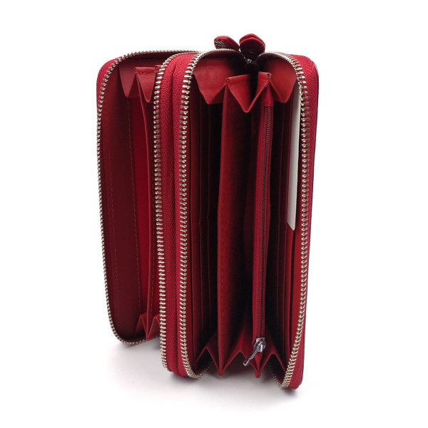 Яркий и современный лаковый кошелек из кожи для девушек Salfeite F-AE39-RED красный