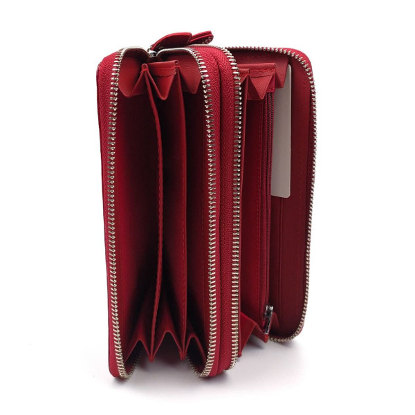 Яркий и современный лаковый кошелек из кожи для девушек Salfeite F-AE39-RED красный