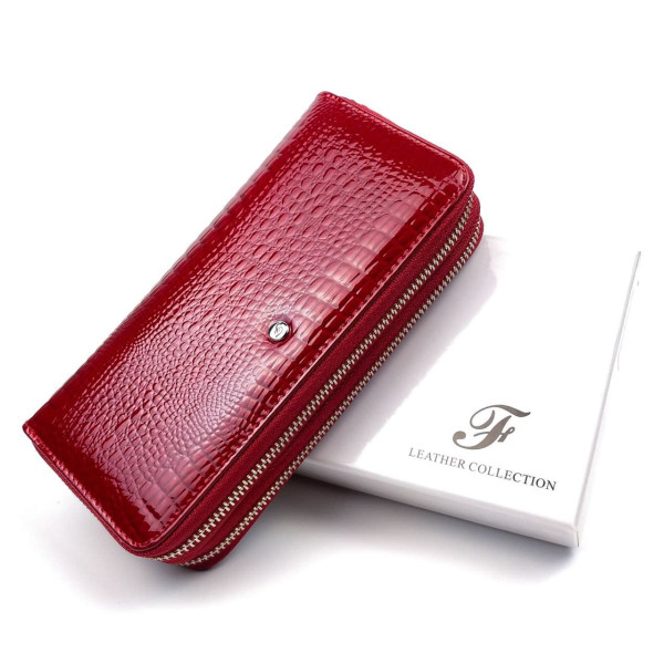 Яркий и современный лаковый кошелек из кожи для девушек Salfeite F-AE39-RED красный