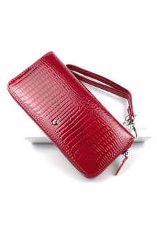Лаковый кошелек из кожи с ремешком для руки Salfeite F-AE38-1-RED красный