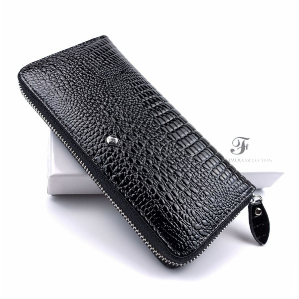 Качественный модный кошелек для девушек из лаковой кожи Salfeite F-AE38-BLACK черный