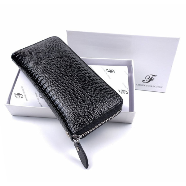 Качественный модный кошелек для девушек из лаковой кожи Salfeite F-AE38-BLACK черный
