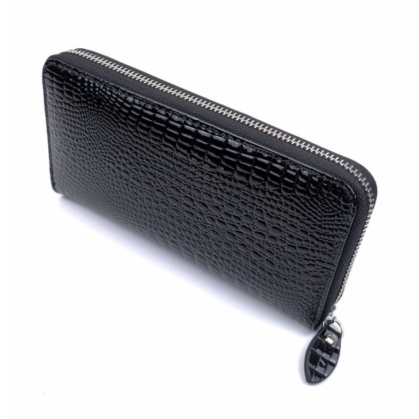 Качественный модный кошелек для девушек из лаковой кожи Salfeite F-AE38-BLACK черный